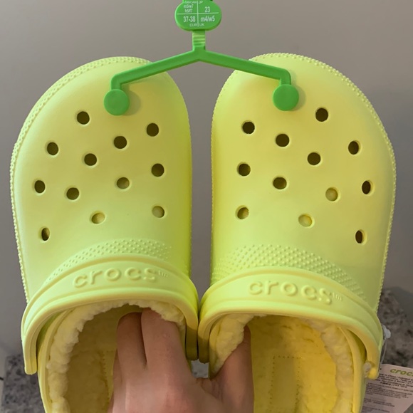 Neon Yellow Fur-Lined Crocs - Picture 6 of 11